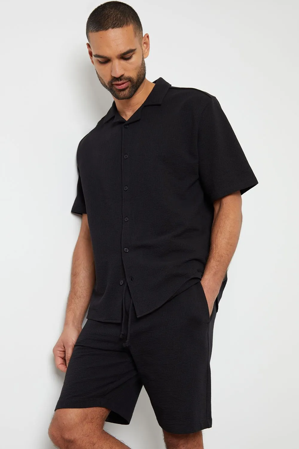 'Reserva' Textured Cotton Shorts With Stretch