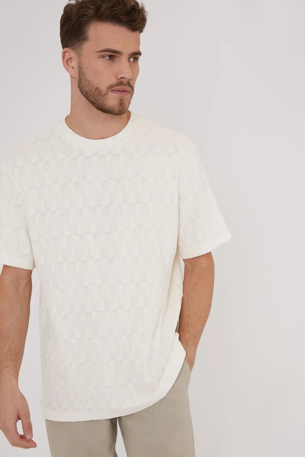 'Praha' Relaxed Fit Textured Short Sleeve T-Shirt