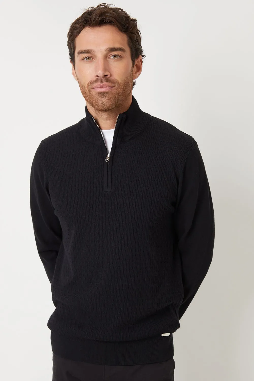 Mini Cable Knit Quarter Zip Jumper