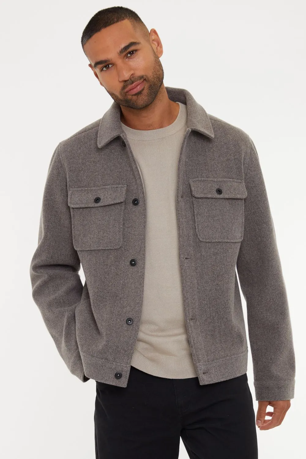 'Crunch' Brushed Button Up Shacket