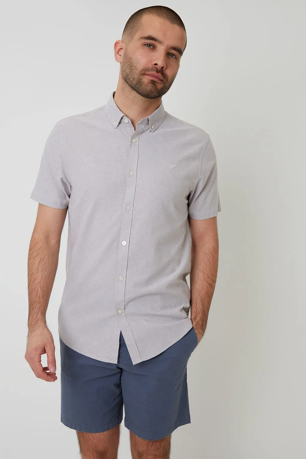 Oxford Cotton Slim Fit Short Sleeve Shirt