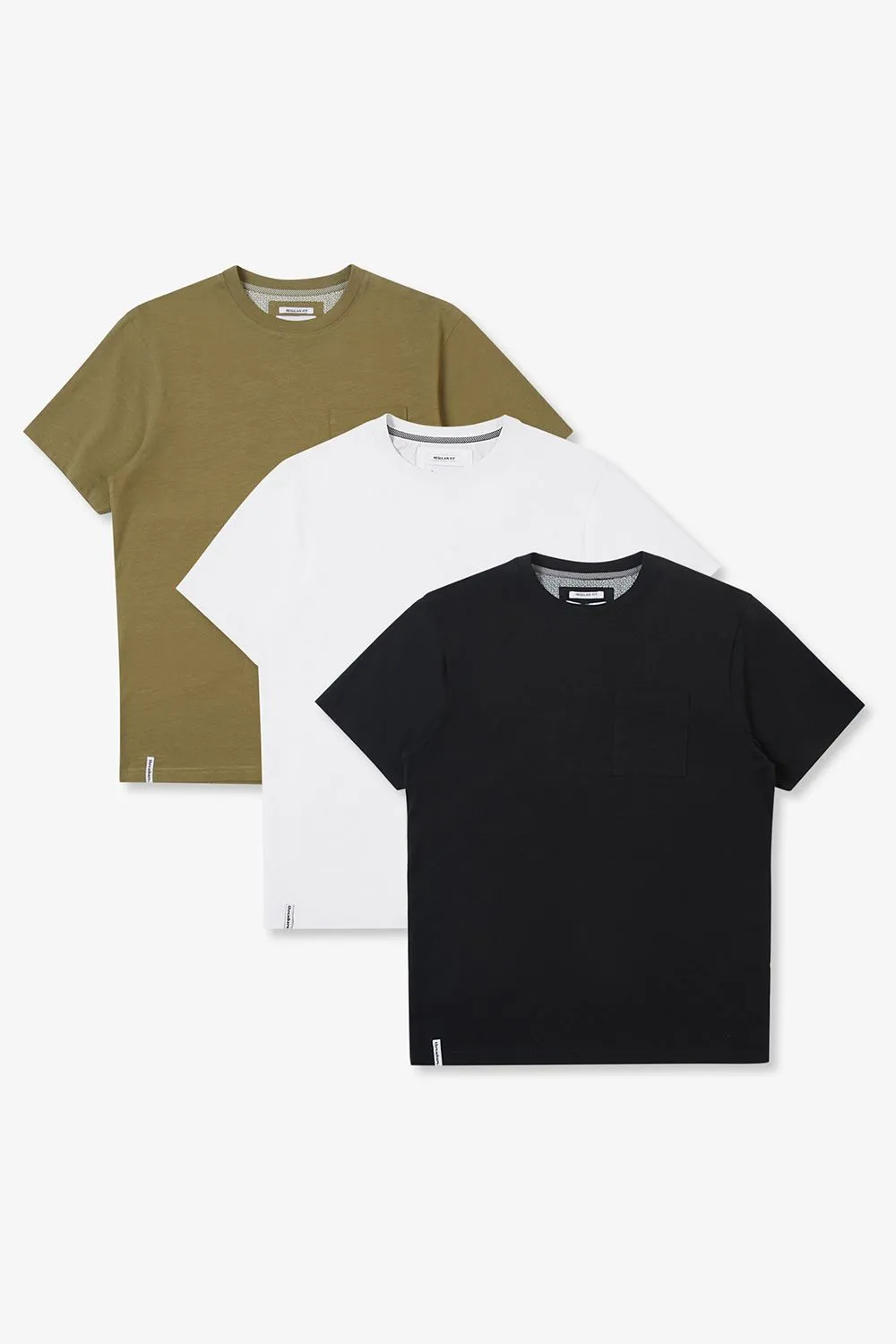 3-Pack Cotton Jersey Slub Crew Neck T-Shirts