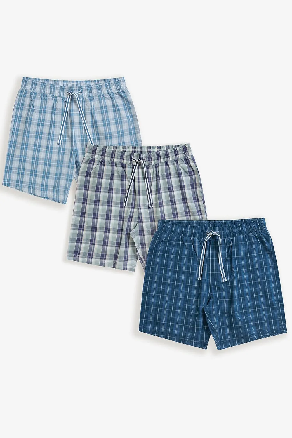 3-Pack Check Cotton Lounge Shorts