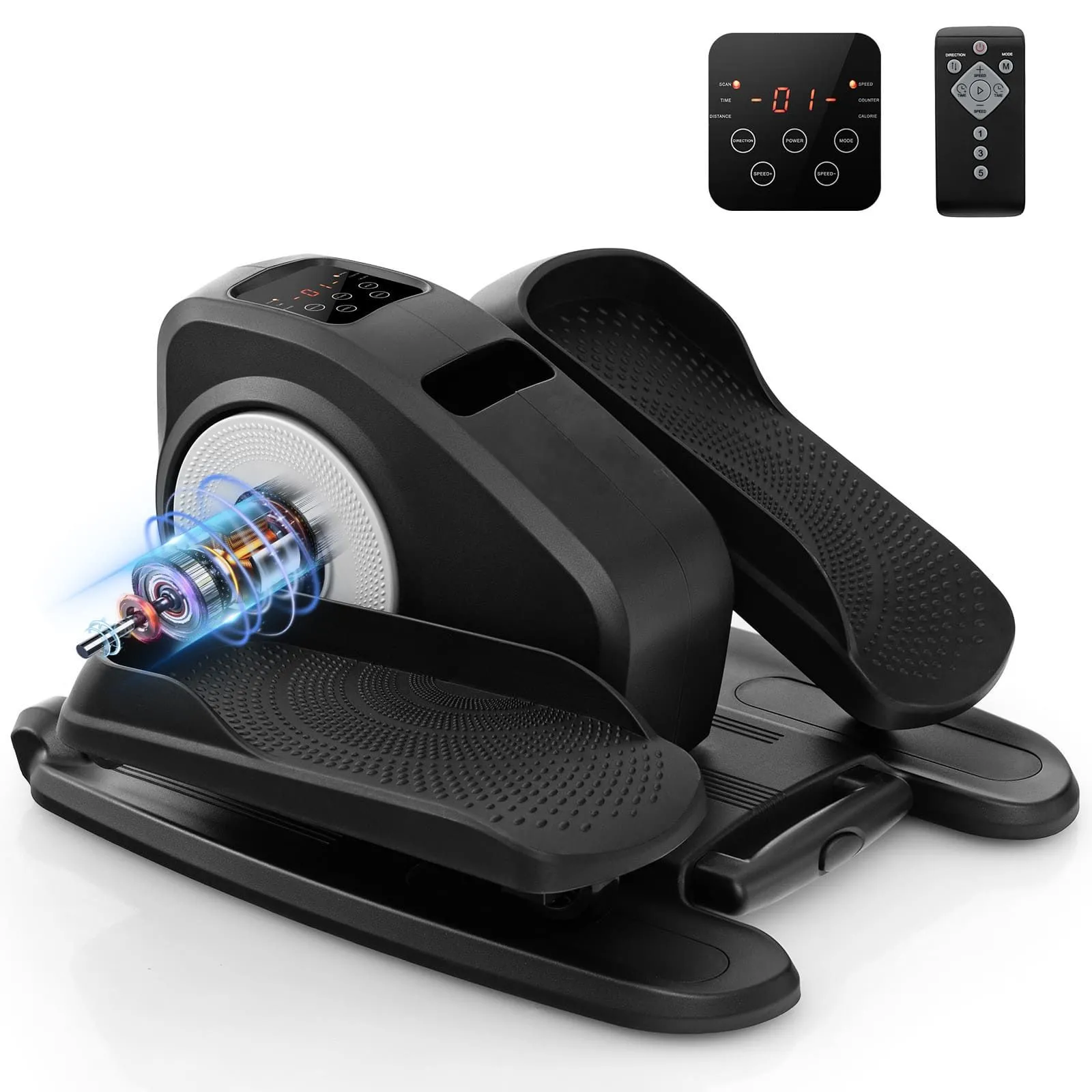 Under Desk Elliptical Machine Electric Ellipse Leg Exerciser-Black