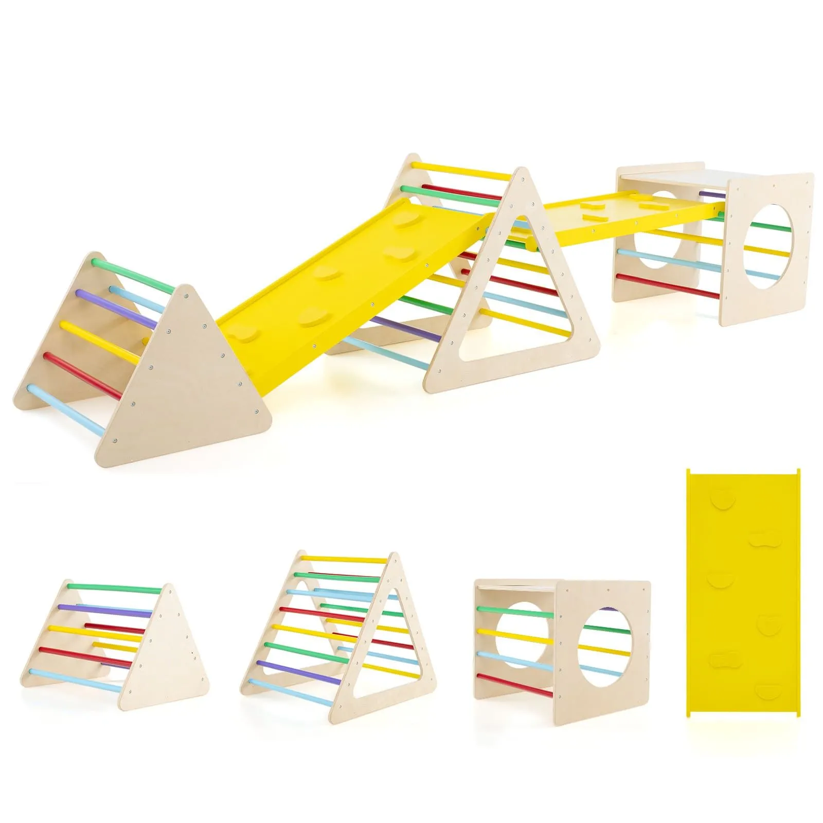 Set of 5 Toddler Triangle Climber 6-in-1 Toddler Wooden Toys