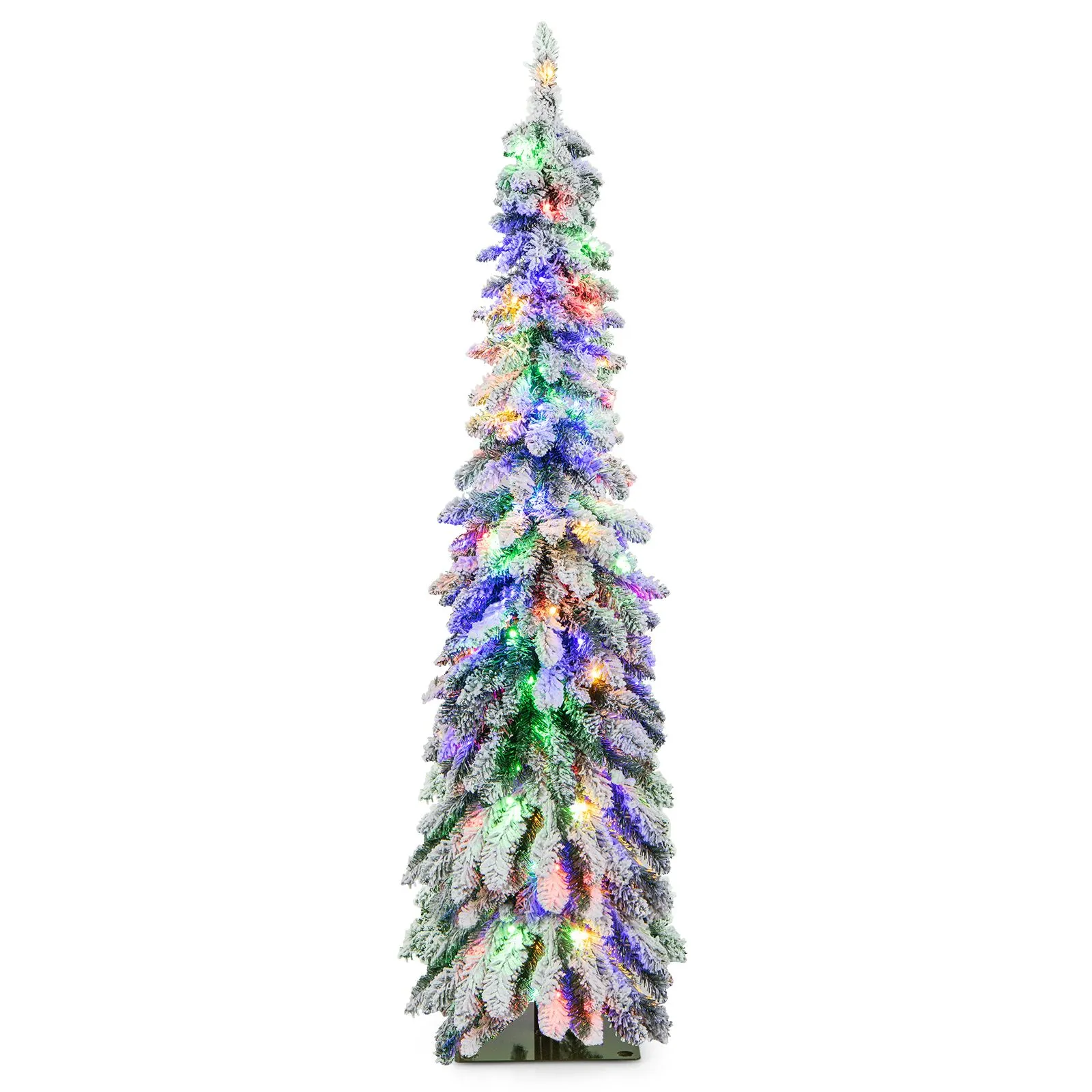 5FT Pre-lit Christmas Tree Snow-flocked Xmas Tree 334 Tips & 11 Lighting Modes