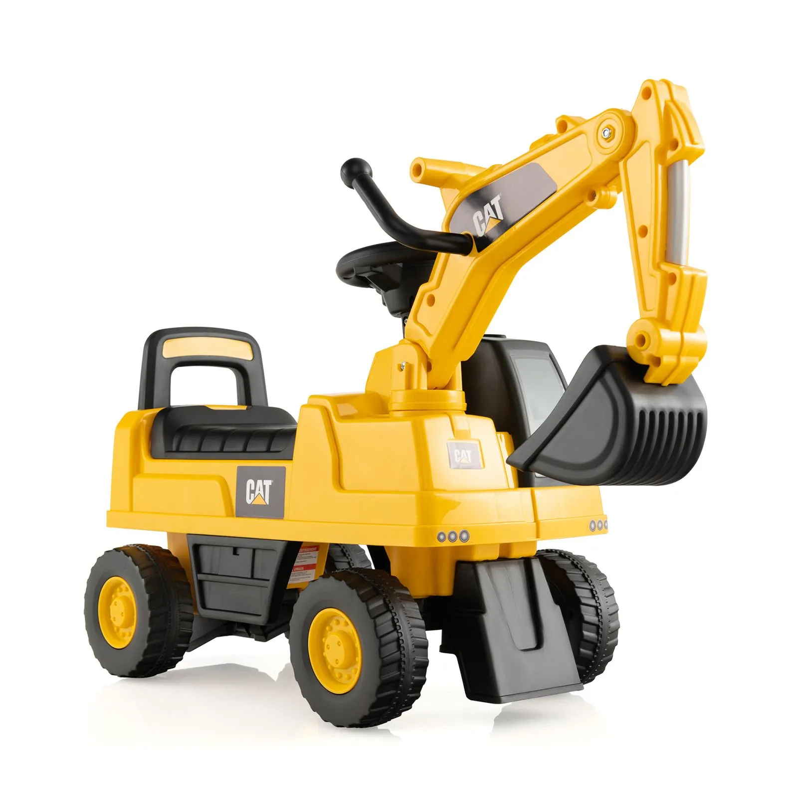 Kids Ride On Toy Realistic Excavator With Seat Storage Rotating Bucket