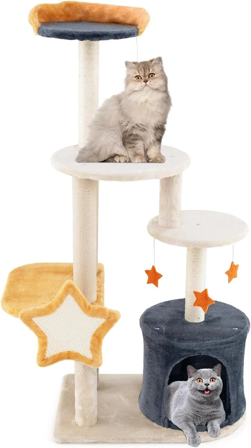 Tall Cat Tree Multi-Layer Play Tower With Condo Sisal Scratching Posts