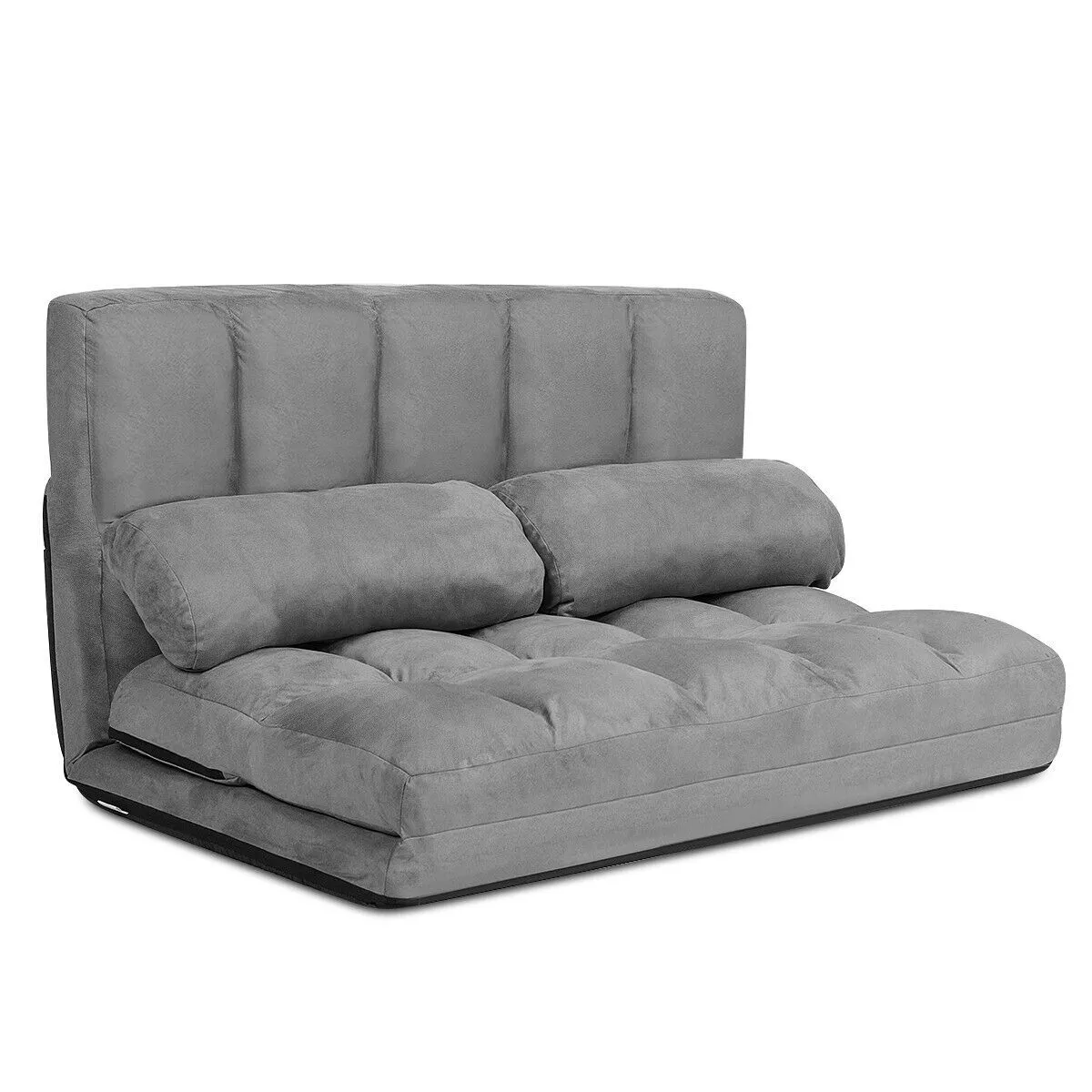 Folding Sofa Bed Suede Floor Seating Couch 6-Position Adjustable Back