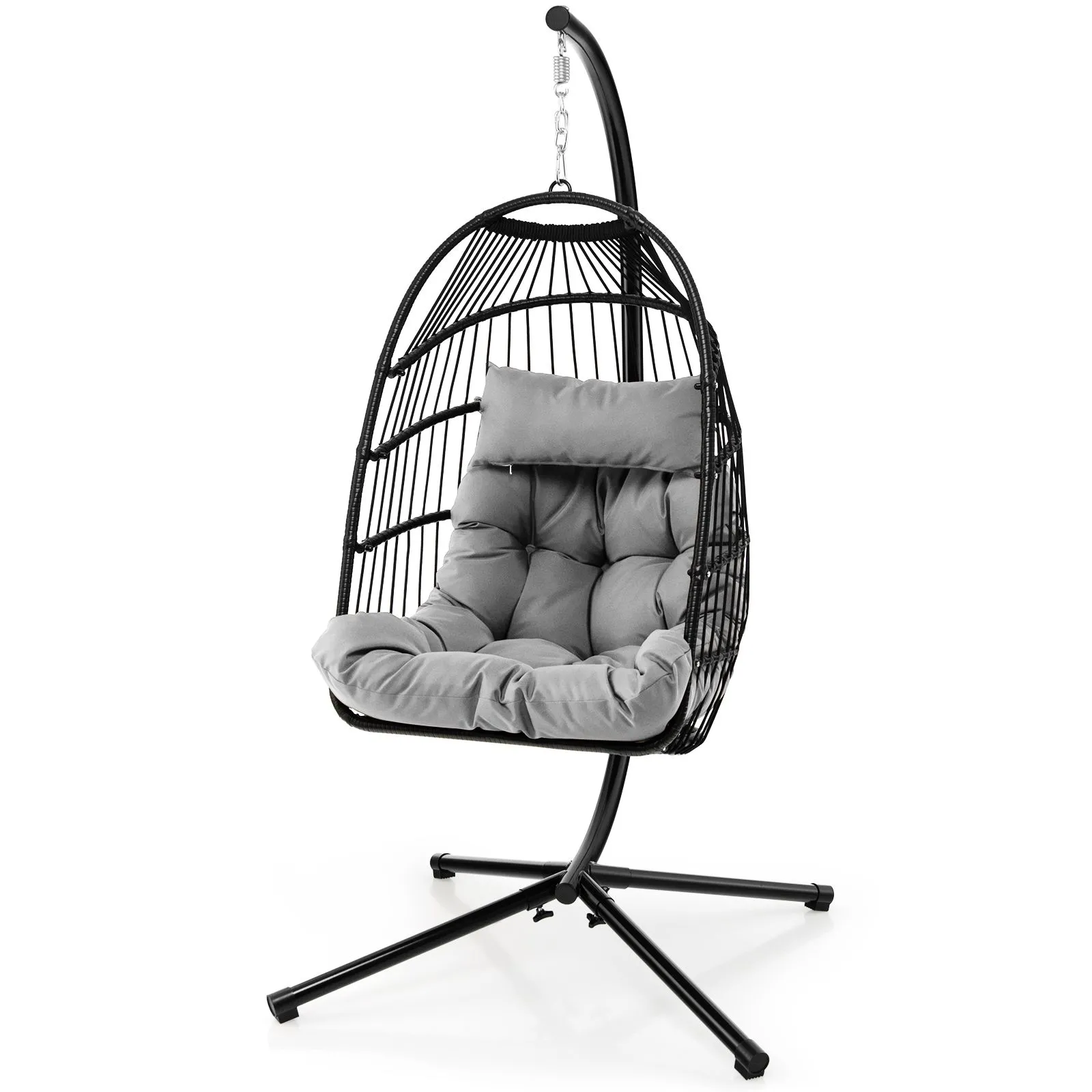 Hanging Swing Egg Chair Metal Hammock With Stand Head Pillow & Cushion