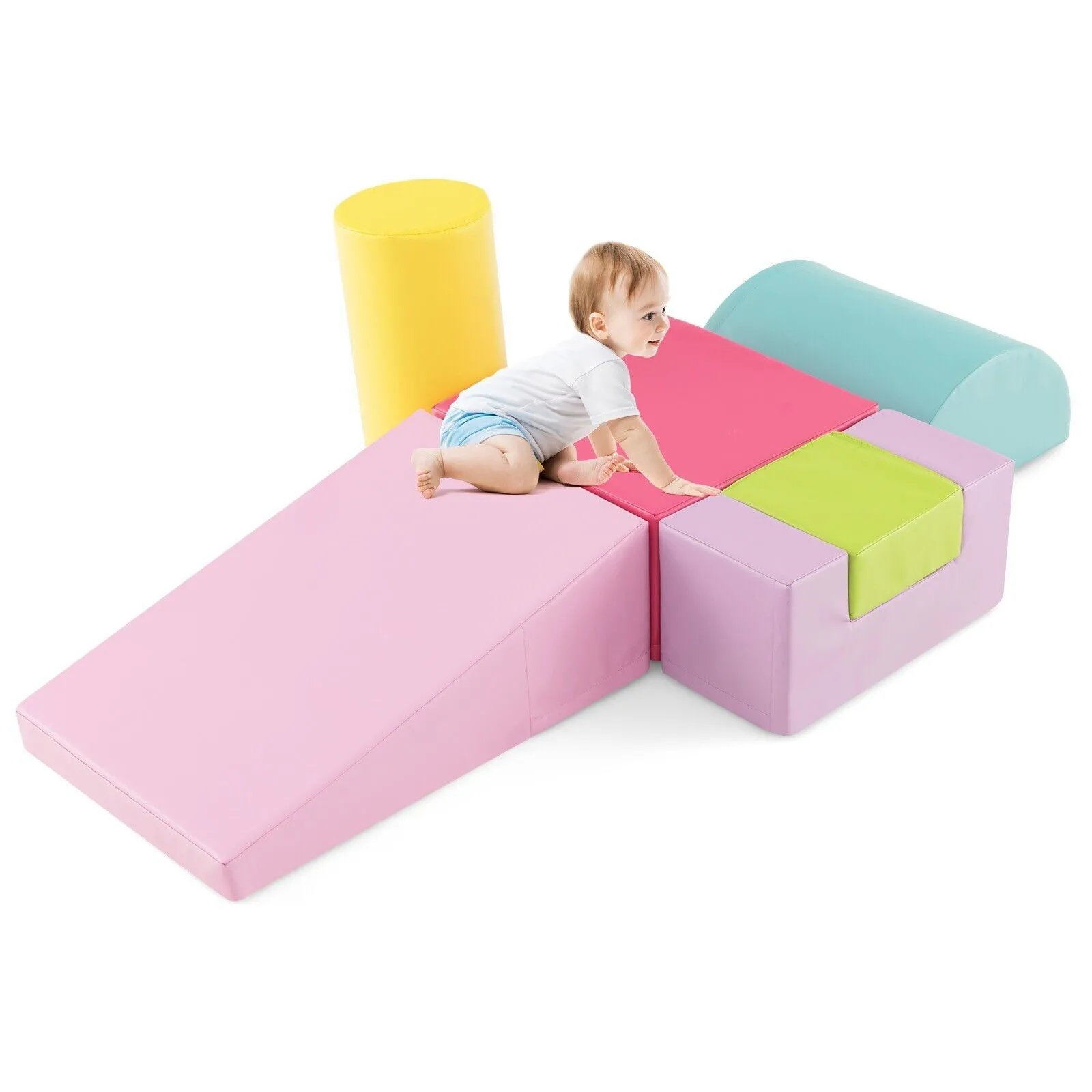 Toddlers Foam Climbing Blocks 6 Pcs Climb and Crawl Activity Playset