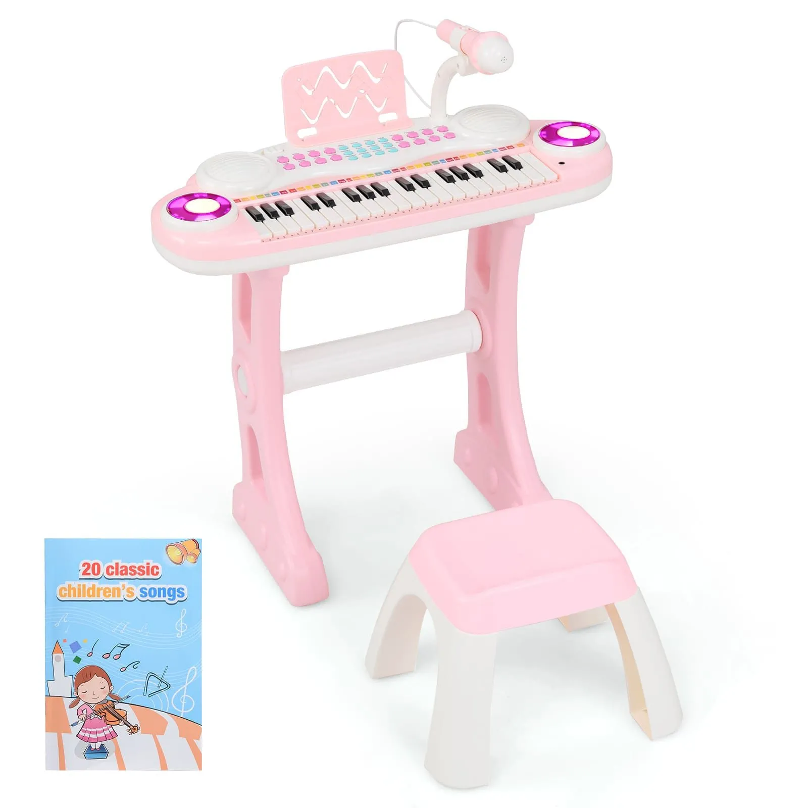 37 Keys Electronic Kids Piano Musical Toy With Detachable Legs And Stool