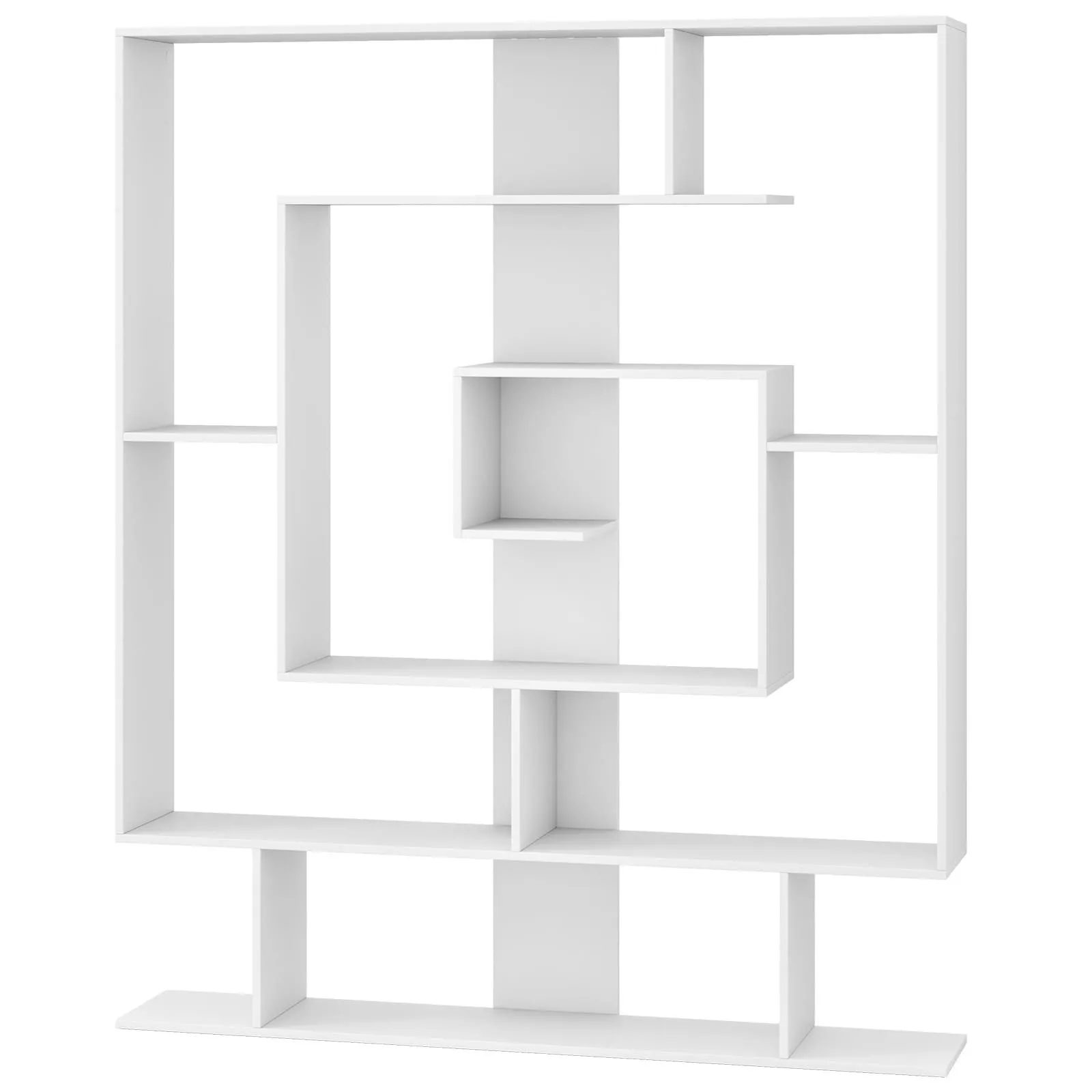 7-Tier Bookshelf Geometric Bookcase with 2 Anti-Tipping Kits-White