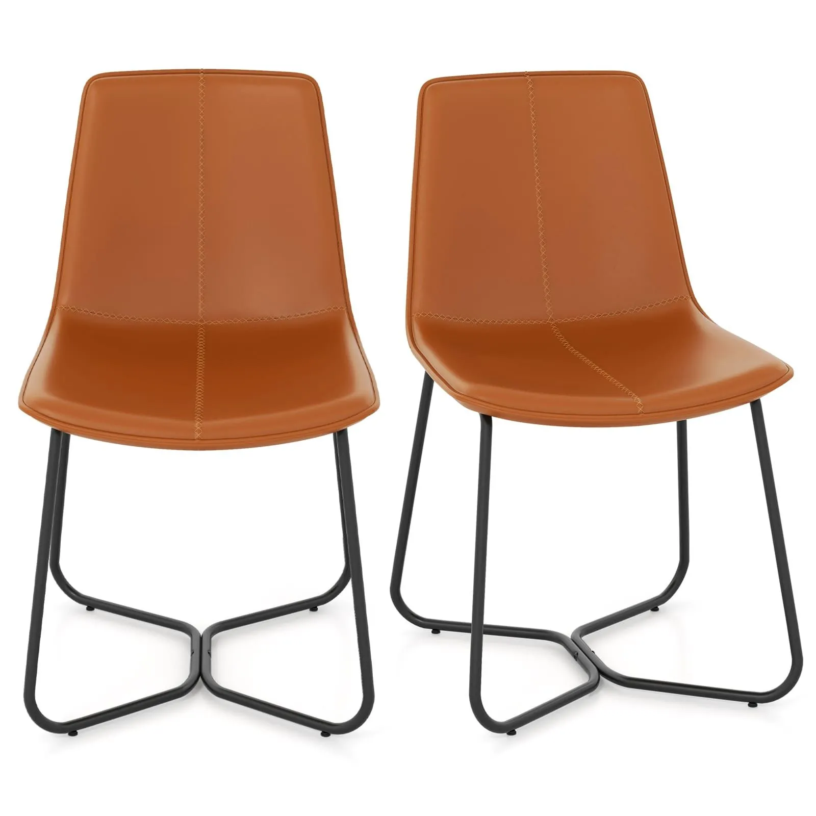 Set of 2 Upholstered Dining Chair Faux Leather Kitchen Side Chair