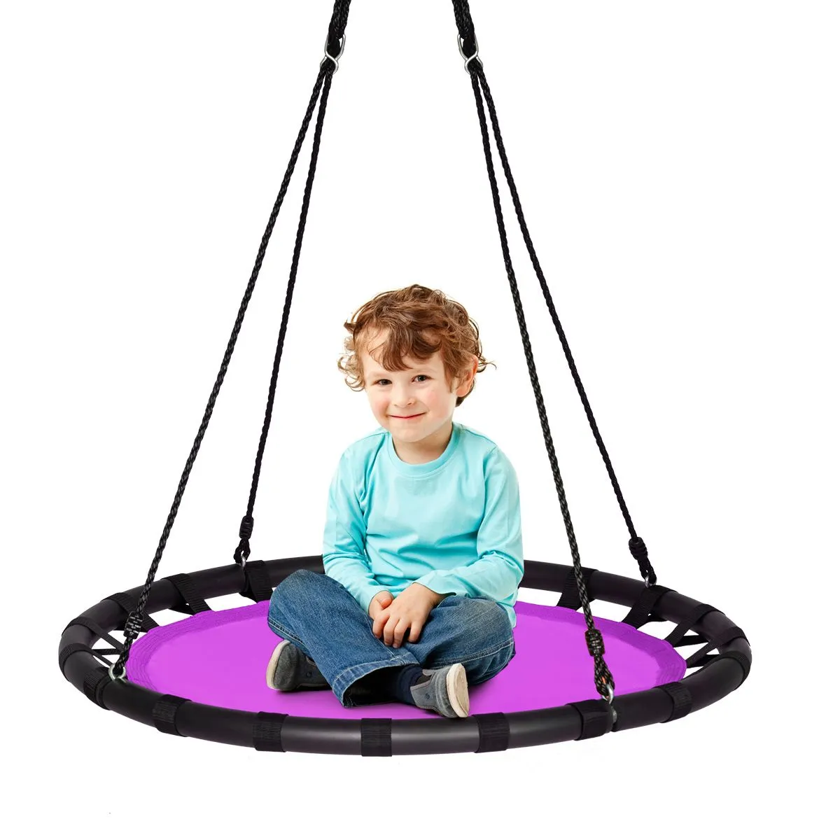 Tree Swing 100cm Saucer Round Mat Swing Set With Adjustable Heights