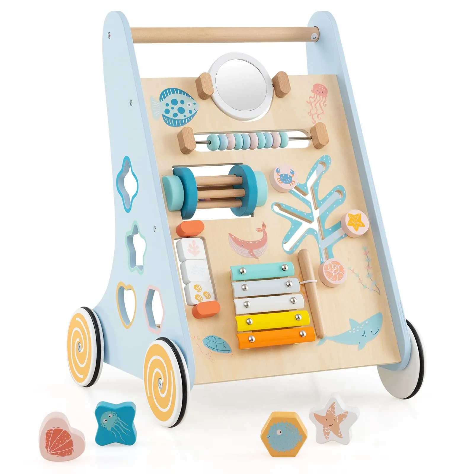 Wooden Baby Walker Push and Pull Learning Activity Center