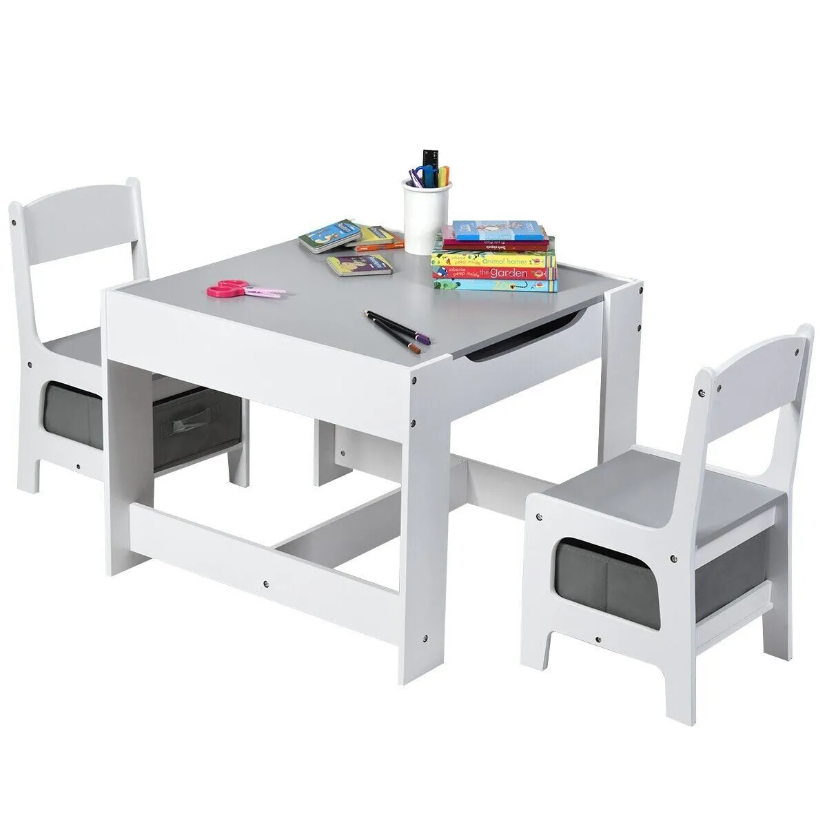 3-In-1 Activity Table Multipurpose Toy Storage Table and Chair Set