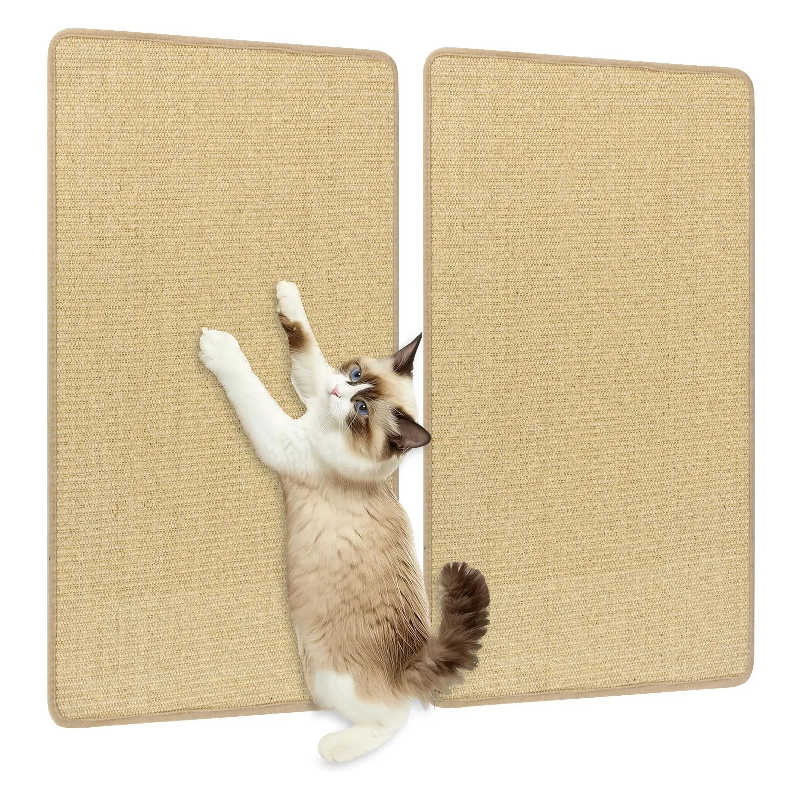 2-Piece Cat Scratcher Mat 80 x 50 cm Natural Sisal Pads for Indoor Cat