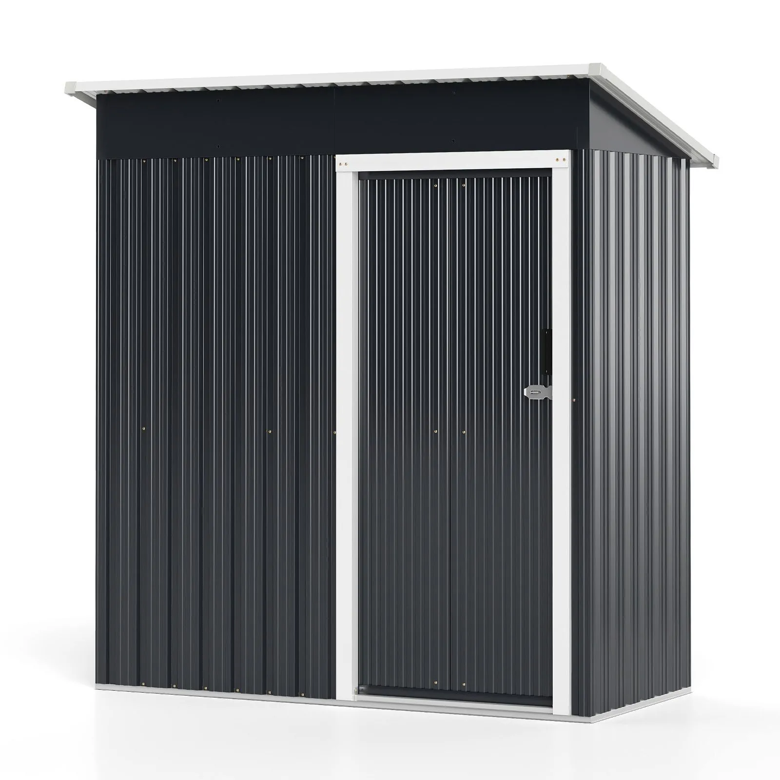 163 x 86cm Storage Shed All-Weather Color Steel Garden Shed-Grey