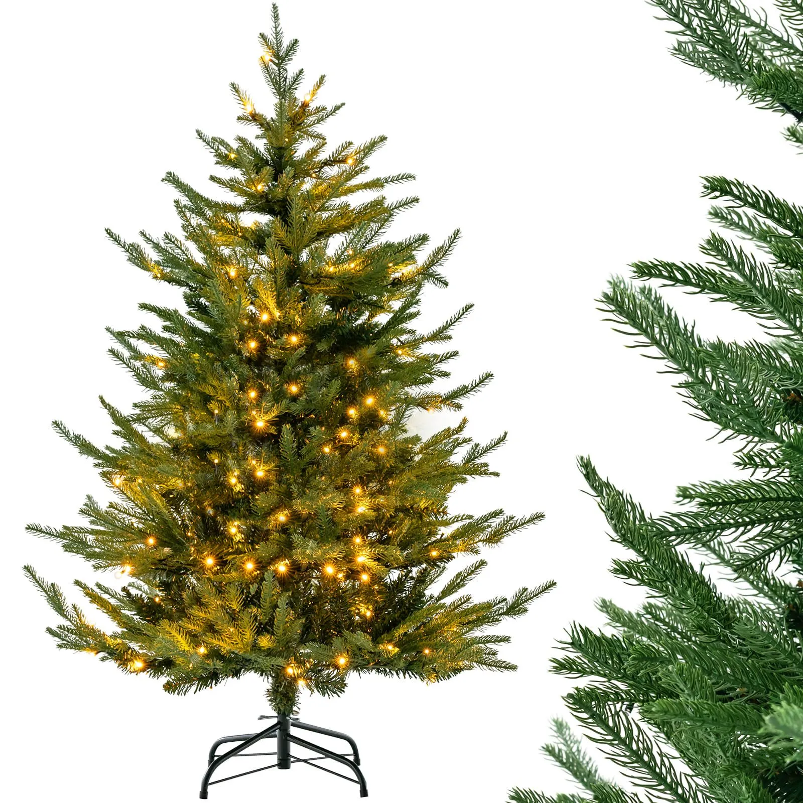 136 CM Artificial Christmas Tree Hinged Xmas Tree 180 LED Lights