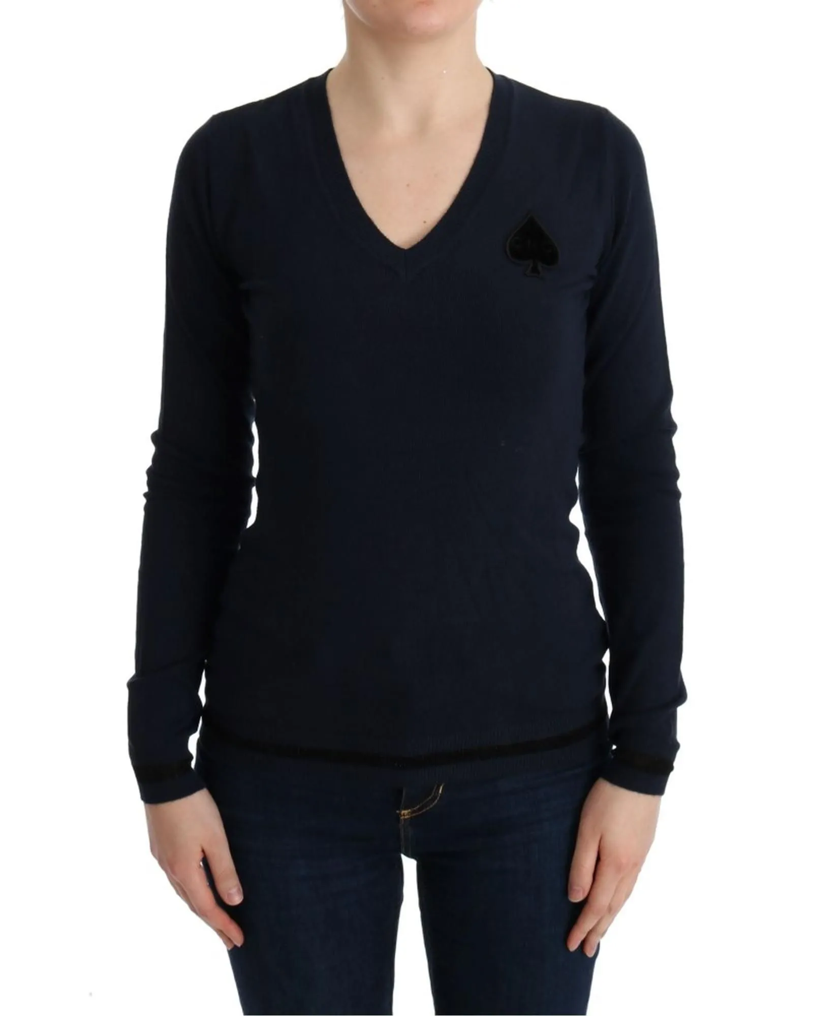VNeck Merino Wool Sweater- Blue