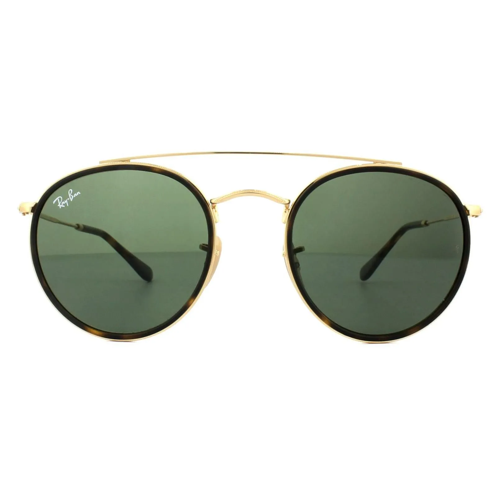 Round Gold Green Round Double Bridge 3647N Sunglasses