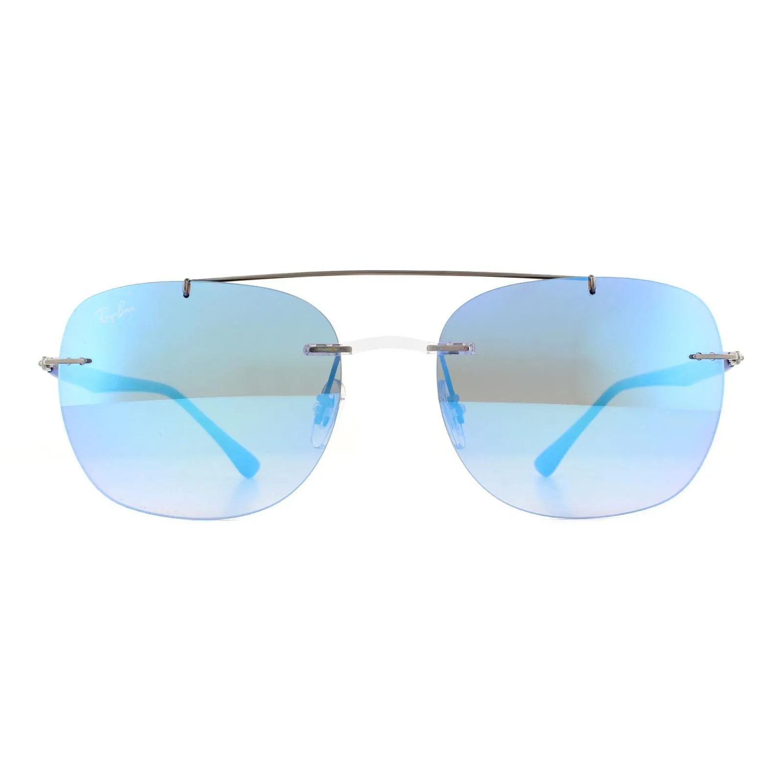 Semi Rimless Transparent Blue Blue Gradient Mirror 4280 Sunglasses