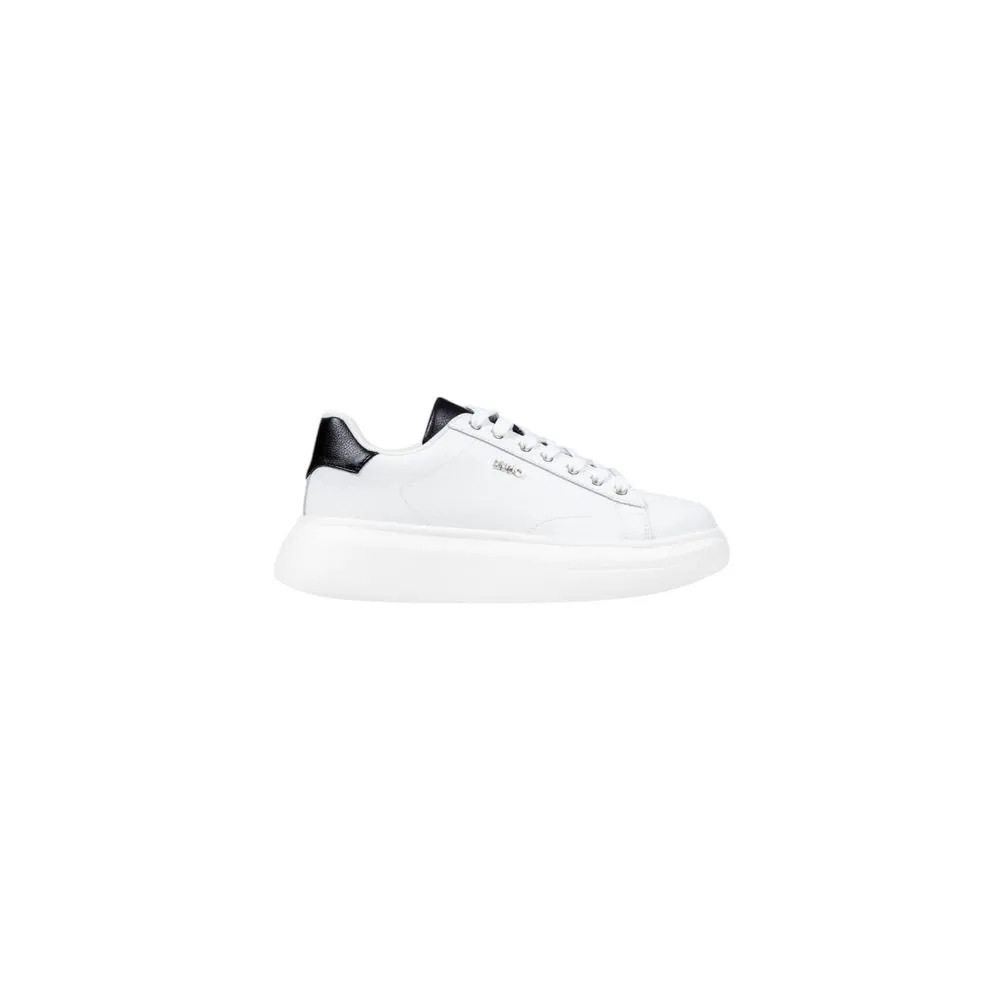Slip-On Sporty Faux Leather Sneakers with Laces- White