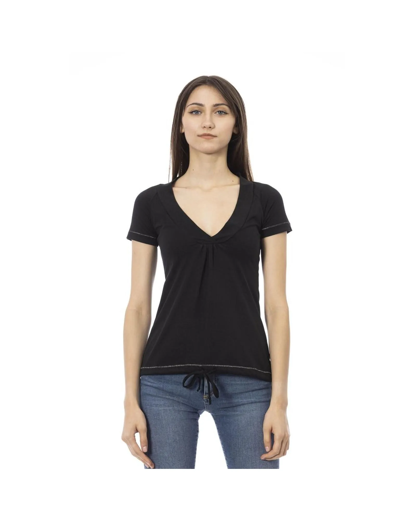 VNeck Short Sleeve TShirt- Black T-Shirts