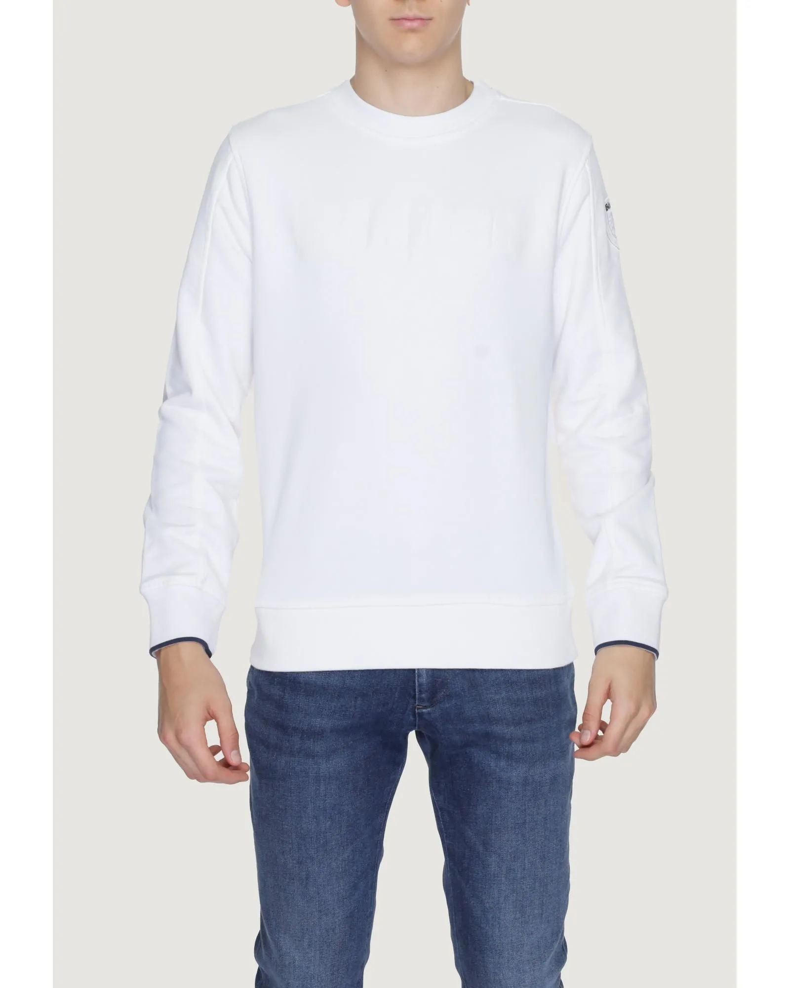 Plain Cotton Blend Round Neck Sweatshirt