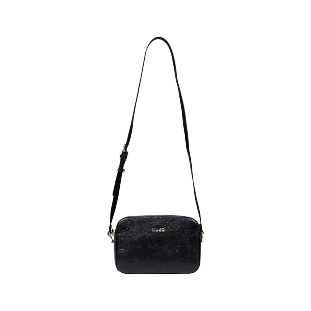 Zip Closure Shoulder Bag with Inside Pockets- Black