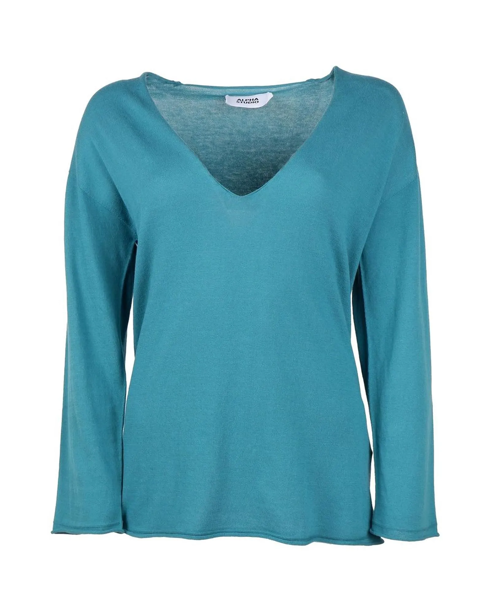 VNeck Knit Top AL12977- Green Sweaters