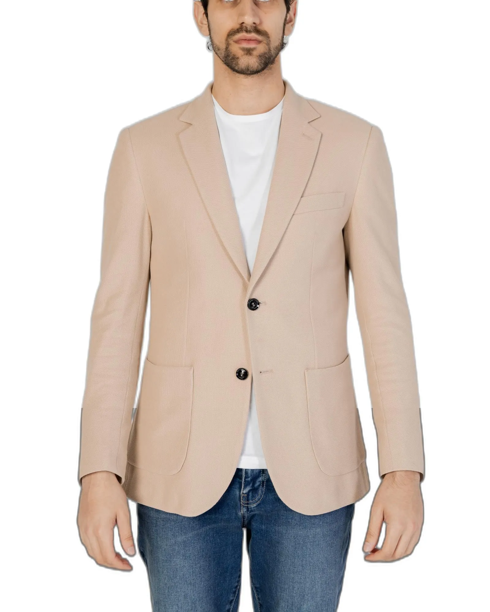 Beige Blazer Casual Style Men
