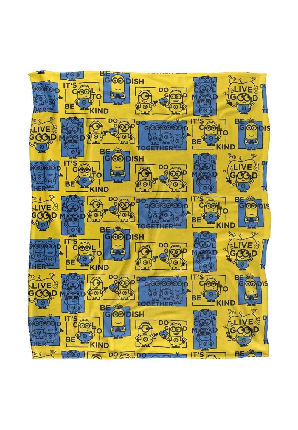 Minions Positivity Squares Pattern Silky Touch Blanket 152x127cm