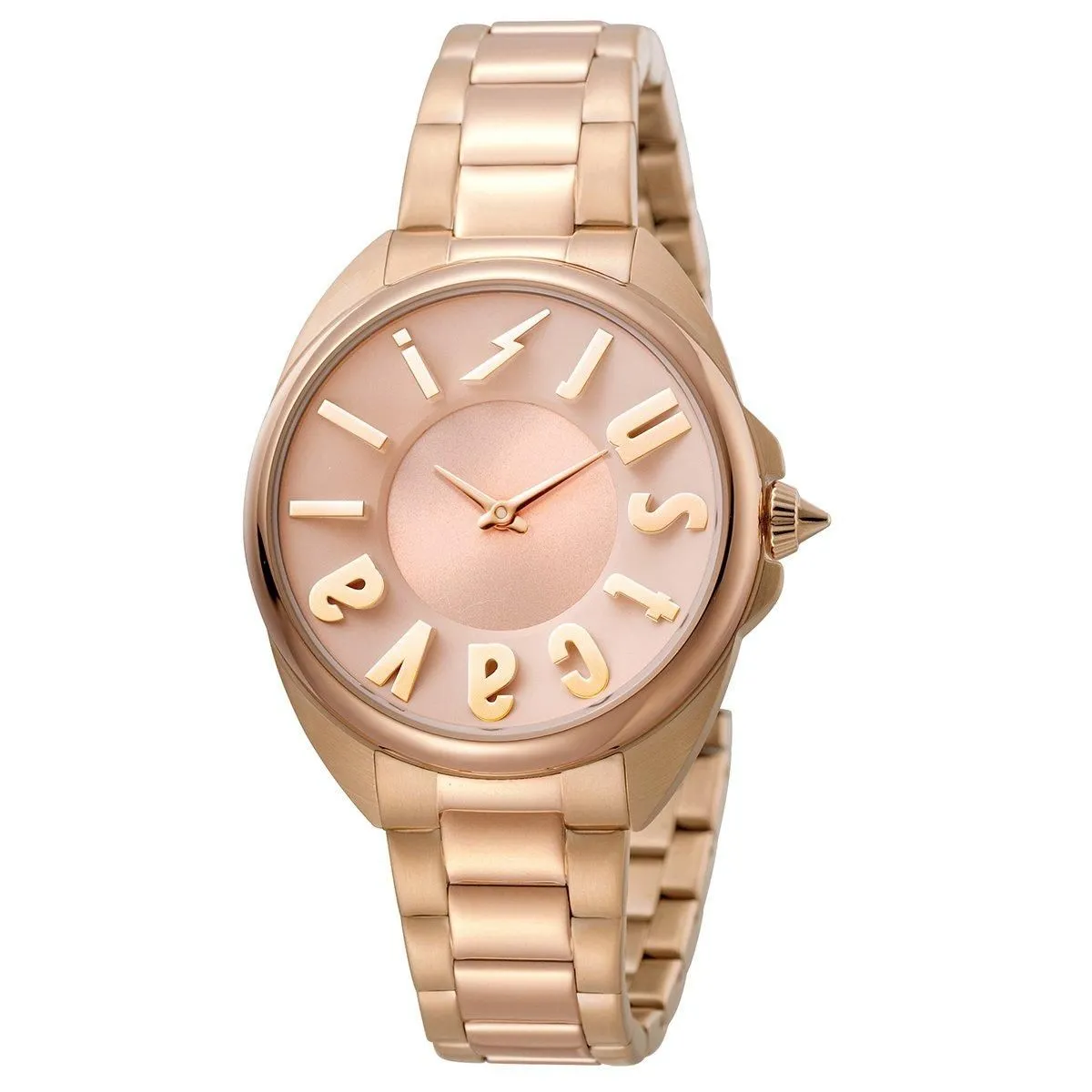 Logo Rose Gold Dial Stainless Steel Watch