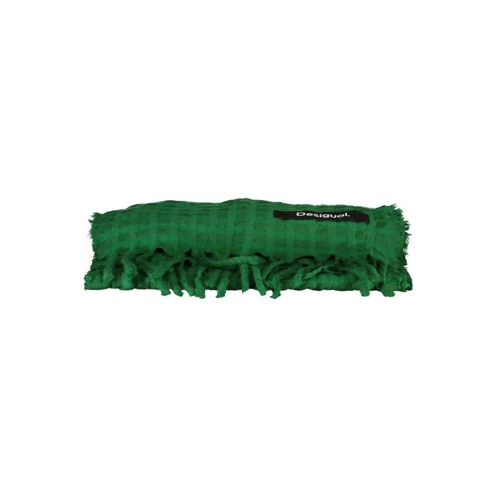 Green Waffle Knit Fringe ScarfScarves