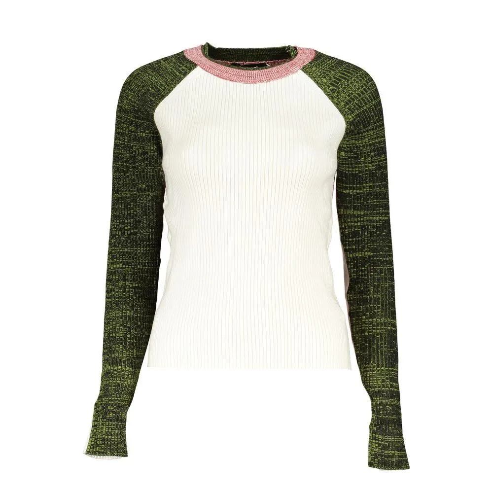 Knitted Sweater Raglan Sleeves- White