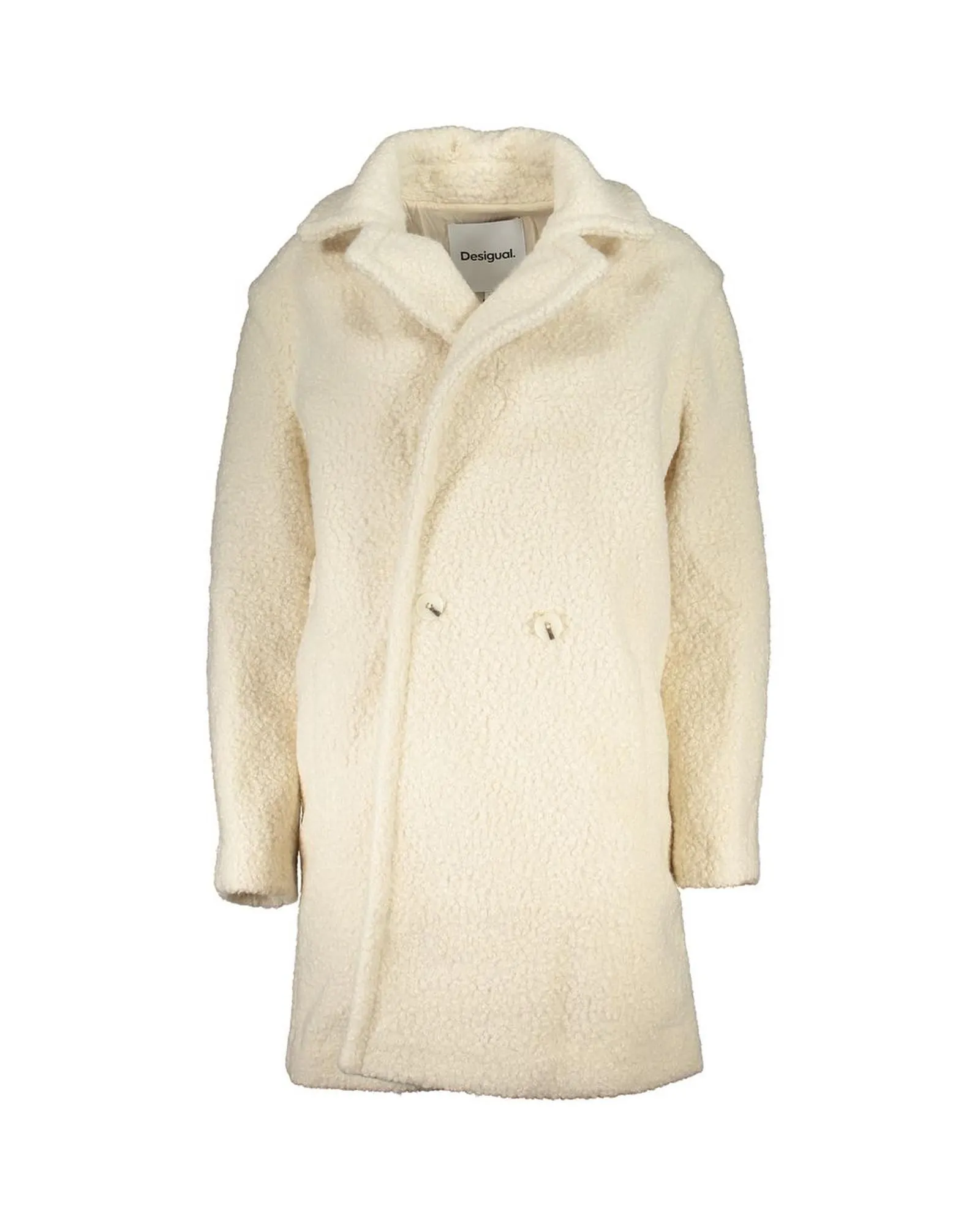 Teddy Coat Doublebreasted Long Sleeves- White Jackets