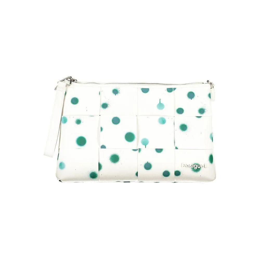 Woven Clutch Spray Paint Dots- White Handbags