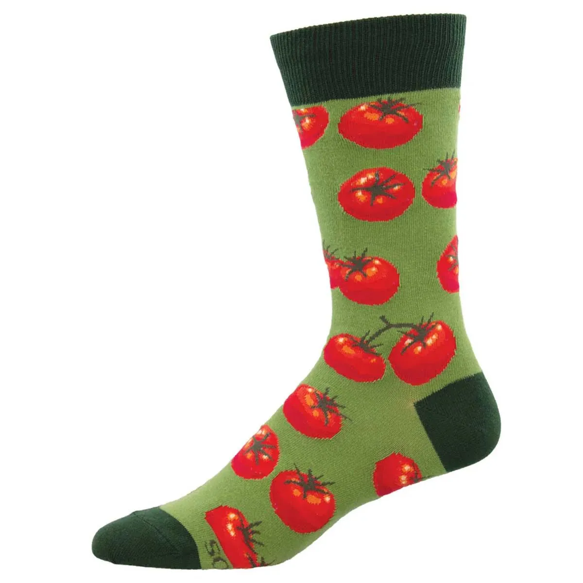 'Toe May Toes' Tomato Design Socks Quality Cotton Mix Novelty Gardener Gift (Green)