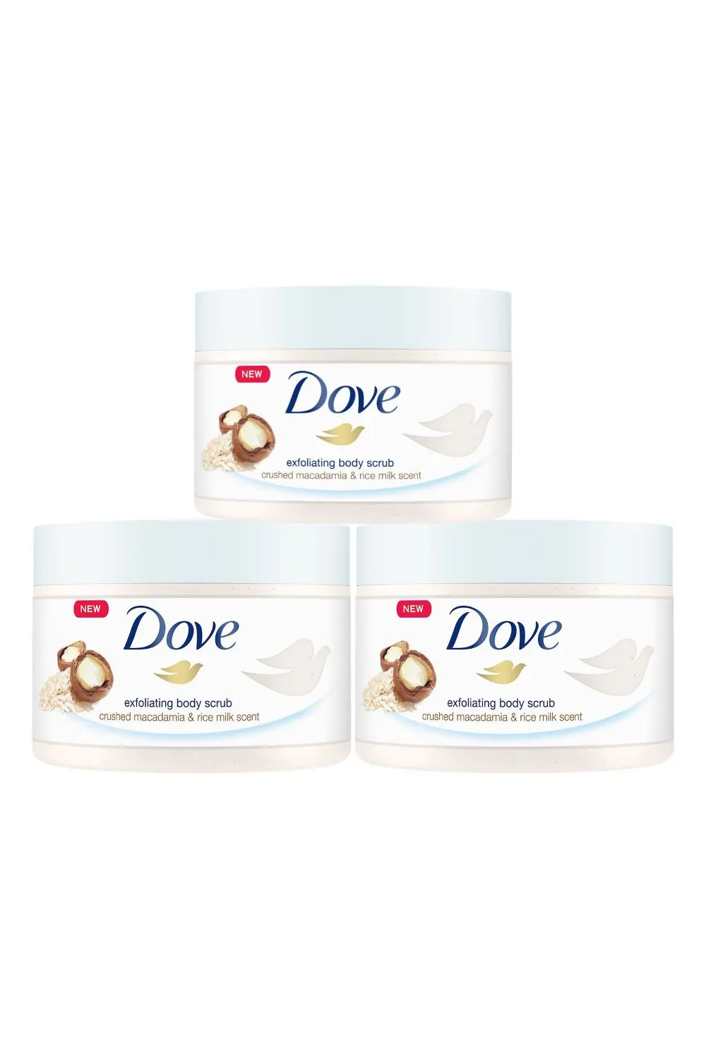 3x Crushed Macadamia 'Body Scrub' Macada Jar 225ml