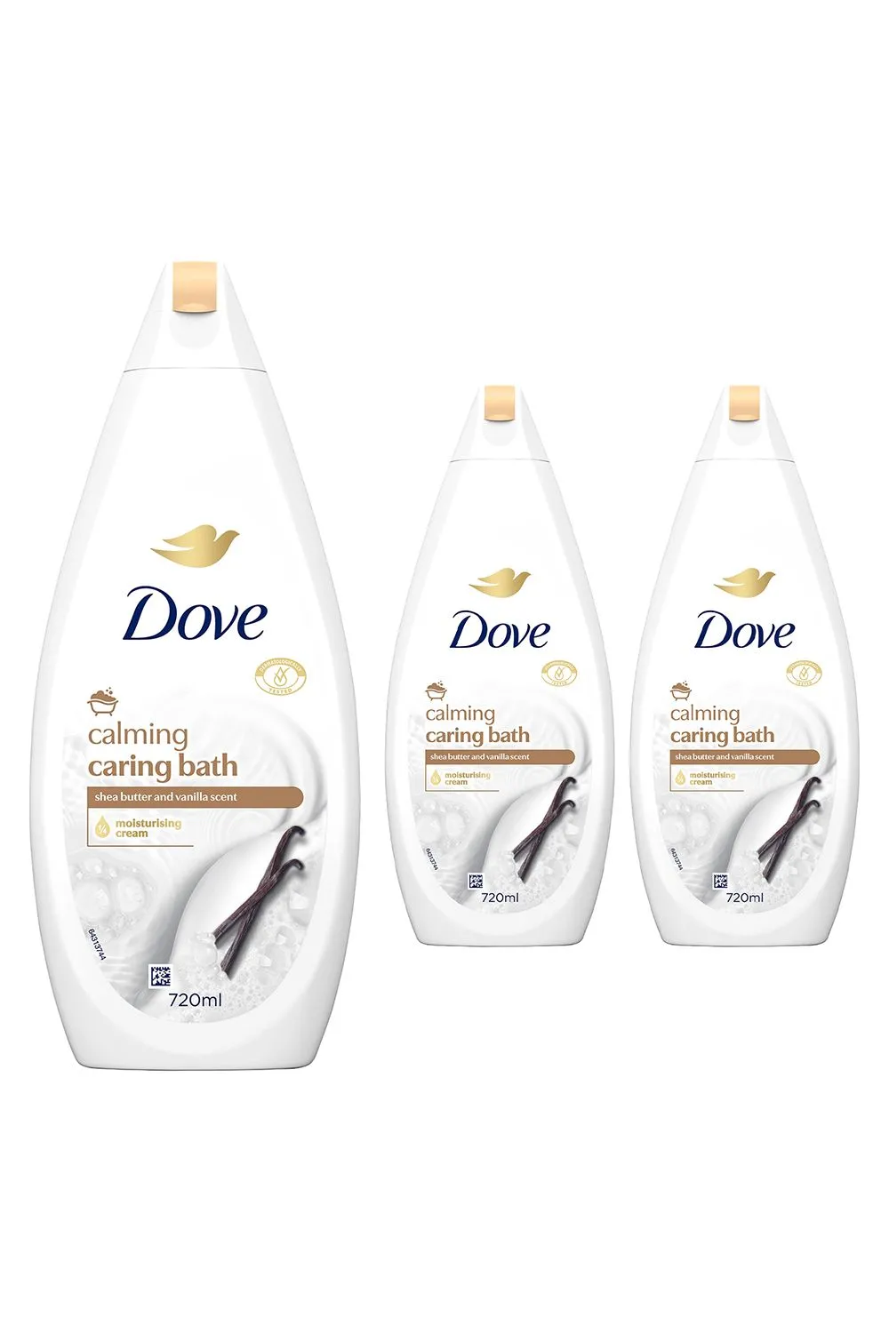 Caring Bath 'Body Wash' Moisturising Cream Shea Butter 720ml, 3 Pack