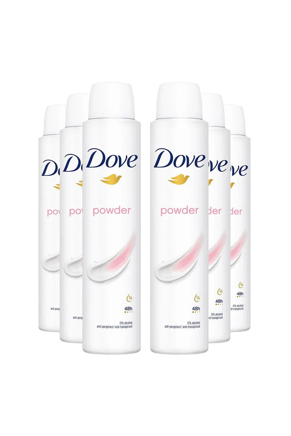 Powder 'Antiperspirant' 48H Sweat Protection Deo for Women 200ml,6pk