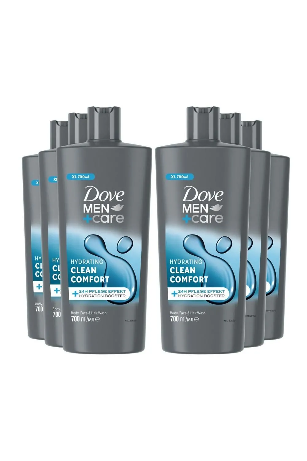 Men+Care 3-in-1 'Body, Face & Hair Wash' Hydrating 700ml,6pk