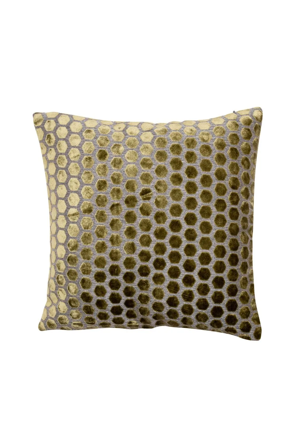 Small Hexagon Cut Velvet Olive Green