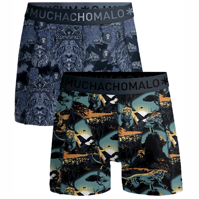 Boxer Shorts Muchachomalo Men Shorts Lion Print Green (2-Pack)