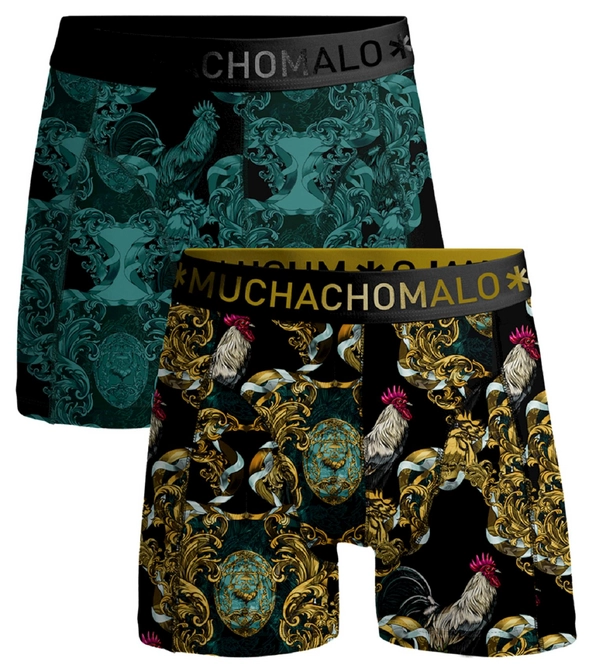 Boxer Shorts Muchachomalo Men Shorts Rooster Print Green (2-Pack)