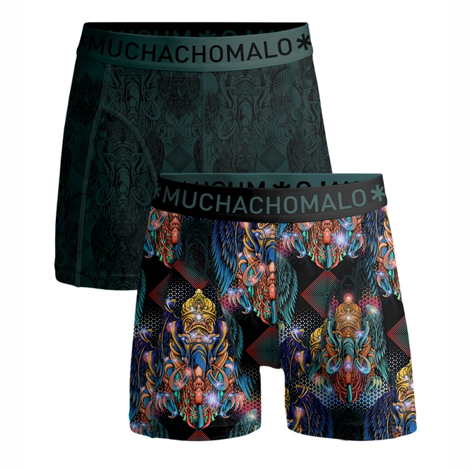 Boxer Shorts Muchachomalo Men Myth Indo Print Green (2-Pack)