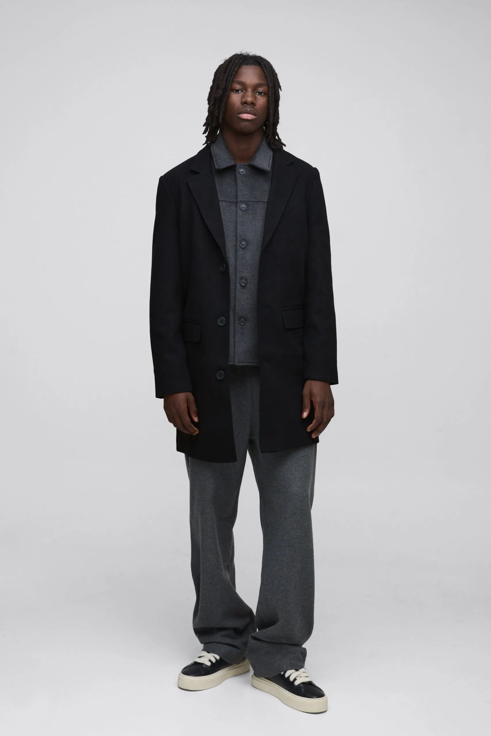 Single Breasted Wool Mix Overcoat