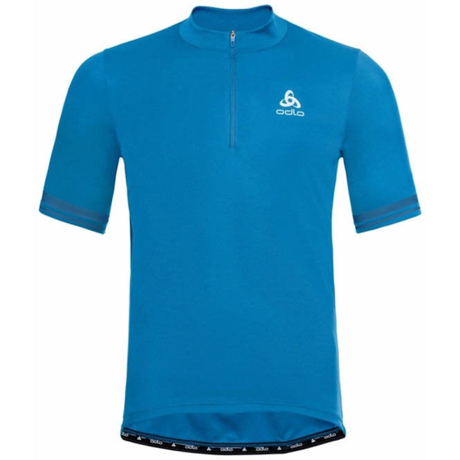 Cycling Shirt Odlo Men Stand-Up Collar S/S 1/2 Zip Element Blue Aster